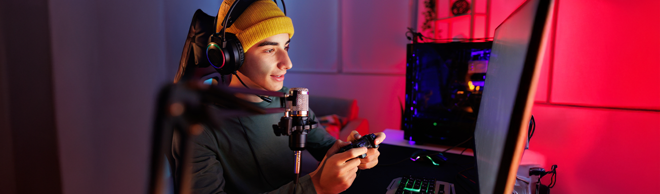 Teenage boy streaming